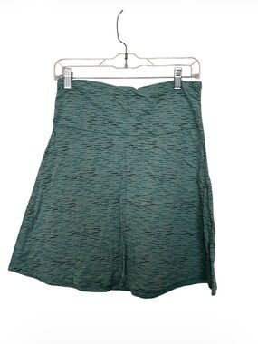 High-Waist Teal Patterned A-Line Skirt